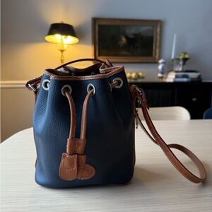 Dooney & Bourke Vintage Blue and Brown Bucket Bag